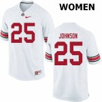 Women's Ohio State Buckeyes #25 Xavier Johnson White Nike NCAA College Football Jersey Breathable CLW4244ID